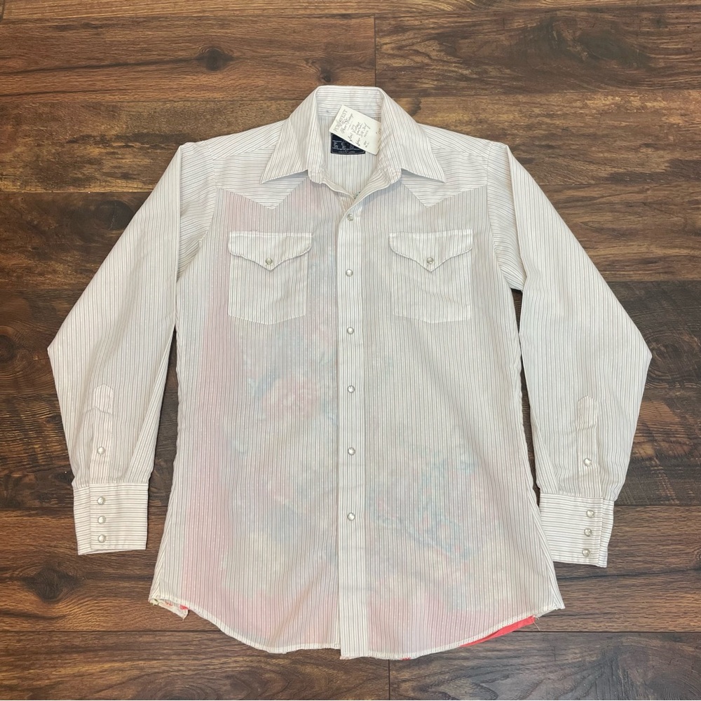 Pure West Vintage Women’s Snap Button Front Mixed Media Floral Silk Back Medium